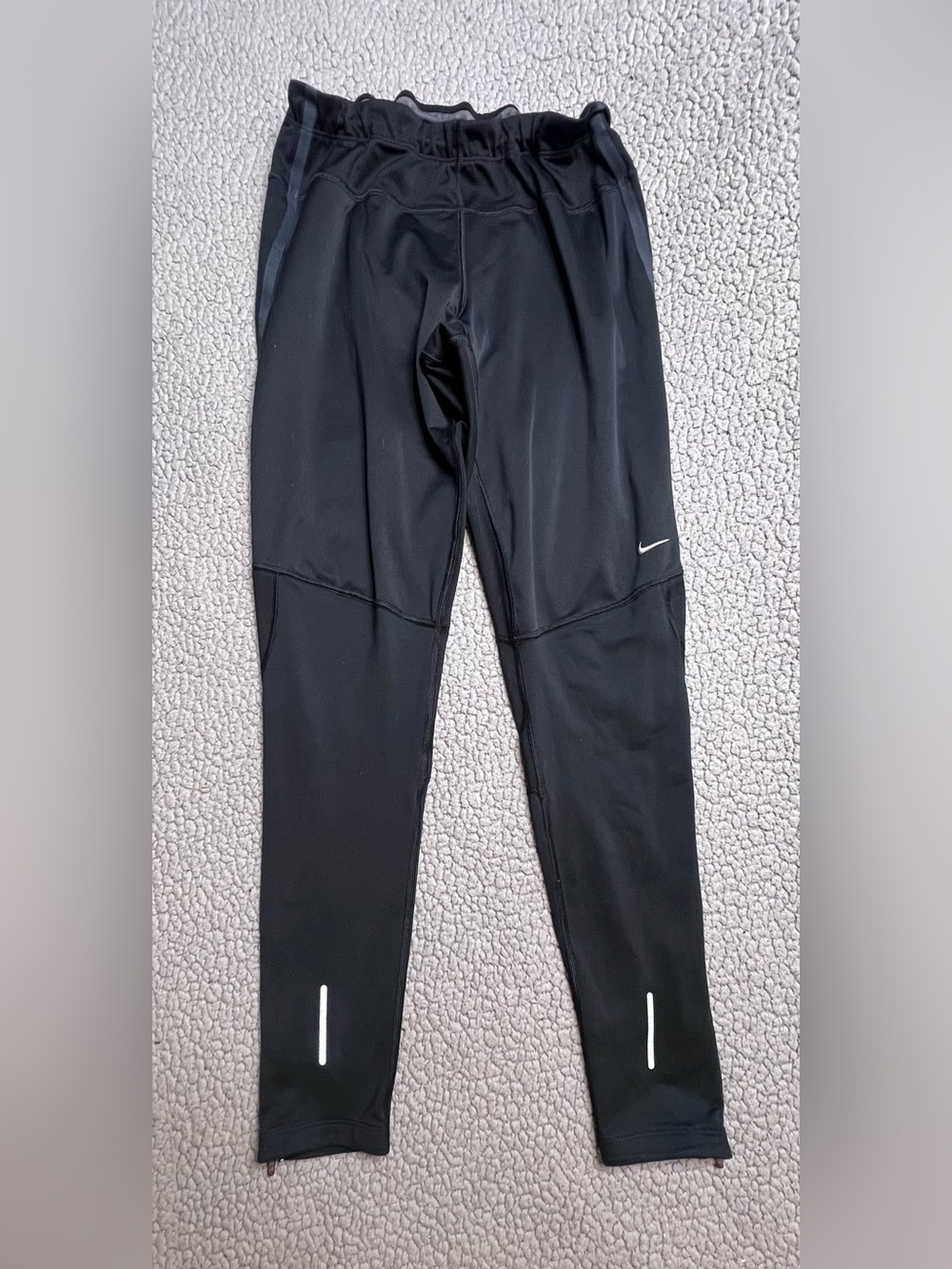 Nike Dri-Fit Running Pants Women’s Size Medium Black And Silver Elastic Waist